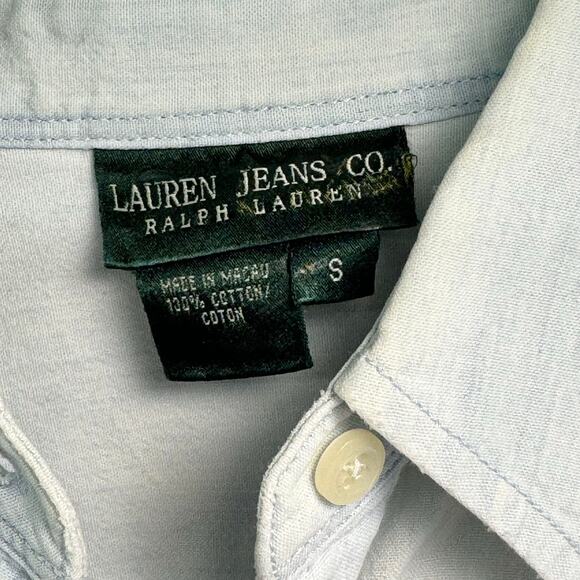 Lauren by Ralph Lauren women’s small denim button-down long sleeve top - Picture 4 of 9
